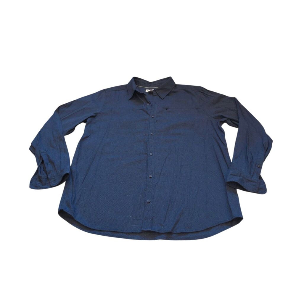 ExOfficio Men's 2XL Textured Dark Blue Speckled Long Sleeve Button Down EUC
